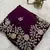 purple color embroidery work Fandy satin silk saree