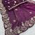 purple color embroidery work Fandy satin silk saree