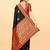 Black red soft silk blend banarasi jacuard work designer party wear saree with unstitched blouse piece