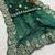 green color embroidery work Fandy satin silk saree
