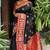 Black red soft silk blend banarasi jacuard work designer party wear saree with unstitched blouse piece