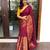 Maroon soft silk blend banarasi jacuard work designer party wear saree with unstitched blouse piece
