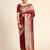 Maroon soft silk blend banarasi jacuard work designer party wear saree with unstitched blouse piece