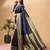 Blues oft silk blend banarasi jacuard work designer party wear saree with unstitched blouse piece