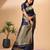 Blues oft silk blend banarasi jacuard work designer party wear saree with unstitched blouse piece