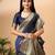 Blues oft silk blend banarasi jacuard work designer party wear saree with unstitched blouse piece