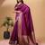 Purple soft silk blend banarasi jacuard work designer party wear saree with unstitched blouse piece