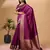Purple silk blend banarasi saree with unstitched blouse piece