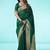 Green soft silk blend banarasi jacuard work designer party wear saree with unstitched blouse piece