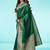 Green soft silk blend banarasi jacuard work designer party wear saree with unstitched blouse piece
