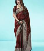 Maroon soft silk blend banarasi jacuard work designer party wear saree with unstitched blouse piece