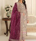 Brown chiffon  suit with embroidery & sequin work