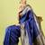 Blue soft silk blend banarasi jacuard work designer party wear saree with unstitched blouse piece