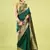 Green silk blend banarasi saree with unstitched blouse piece