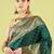 Green soft silk blend banarasi jacuard work designer party wear saree with unstitched blouse piece