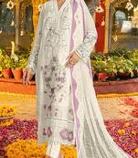 White & purple chiffon  suit with embroidery & sequin work