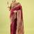 Maroon soft silk blend banarasi jacuard work designer party wear saree with unstitched blouse piece