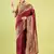 Maroon silk blend banarasi saree with unstitched blouse piece