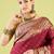 Maroon soft silk blend banarasi jacuard work designer party wear saree with unstitched blouse piece