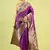 Purple silk blend banarasi saree with unstitched blouse piece