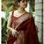 Maroon soft silk blend banarasi jacuard work designer party wear saree with unstitched blouse piece