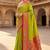 Parrot green soft banarasi silk saree with zari weaving meenakari design