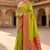 parrot green soft banarasi silk saree with meenakari zari work