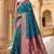 Sea green soft banarasi silk saree with zari weaving meenakari design
