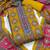 Women's yellow handwork chinnon dress material