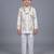 Boys off white satin leaf embroidered sequined sherwani & trouser set with jacket