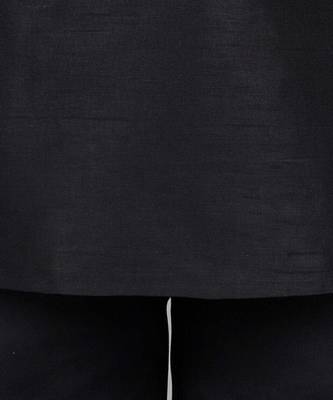 boys black cotton silk kurta pyjama set with waistcoat 3