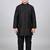 Boys black cotton silk kurta pyjama set with geometric sequined embroidered waistcoat