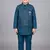 boys teal blue cotton silk kurta pyjama set with waistcoat