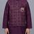 Boys wine cotton silk kurta pyjama set with geometric sequined embroidered waistcoat