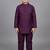 Boys wine cotton silk kurta pyjama set with geometric sequined embroidered waistcoat