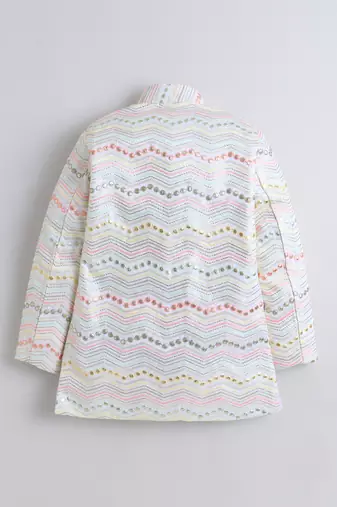 boys ivory cotton satin sherwani trouser set with zigzag sequin embroidery