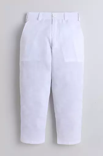 boys designer ivory cotton satin embroidered sherwani trouser set