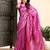 Pink soft silk blend banarasi jacuard work designer party wear saree with unstitched blouse piece