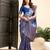 Royal blue soft silk blend banarasi jacuard work designer party wear saree with unstitched blouse piece