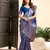 Royal blue silk blend banarasi saree with unstitched blouse piece