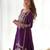 Purple color zari sequince embroidered work chinnon silk anarkali set