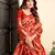Red silk blend banarasi saree with unstitched blouse piece