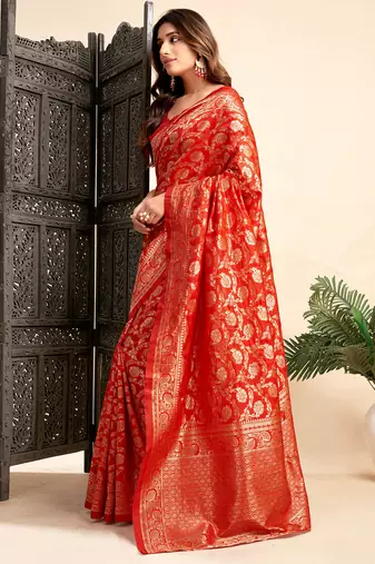 Black soft silk blend banarasi jacuard work designer party wear saree with unstitched blouse piece