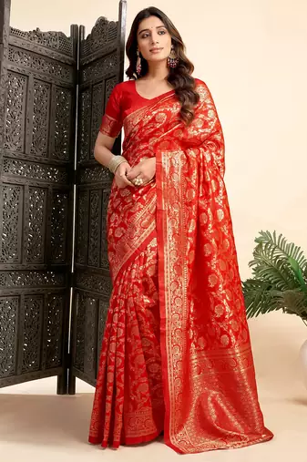 Black silk blend banarasi saree with unstitched blouse piece