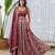 Burgundy Printed Swiss Satin Lehenga Set