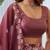 Burgundy Printed Swiss Satin Lehenga Set