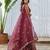 Burgundy Printed Swiss Satin Lehenga Set