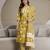 Yellow cotton thread embroidery readymade suits