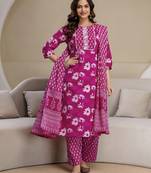 Pink cotton thread embroidery readymade suits