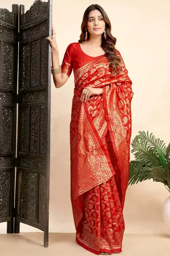 Black silk blend banarasi saree with unstitched blouse piece